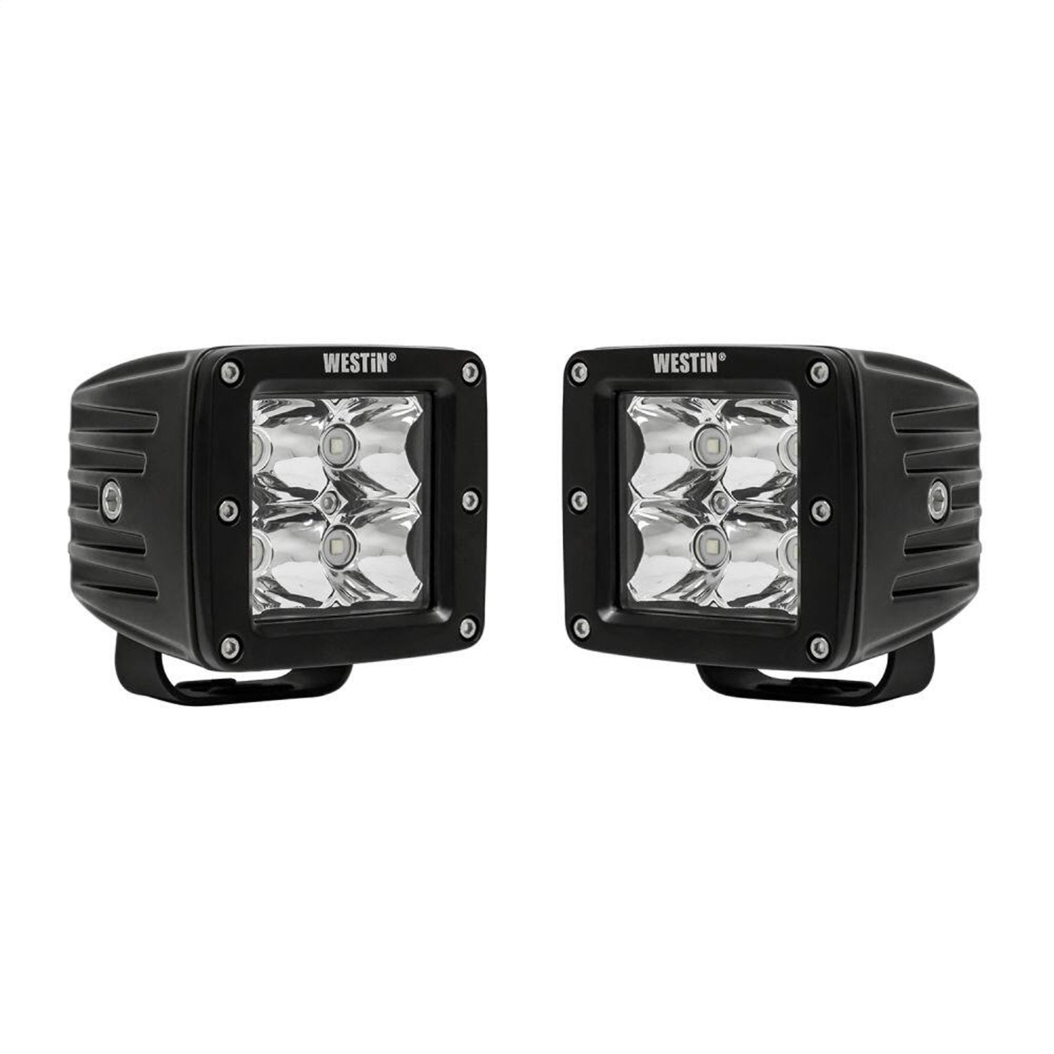 Westin 09-12200B-PR HyperQ LED Auxiliary Lights Flood Beam 3.2x3 in. 5W (Set of 2)