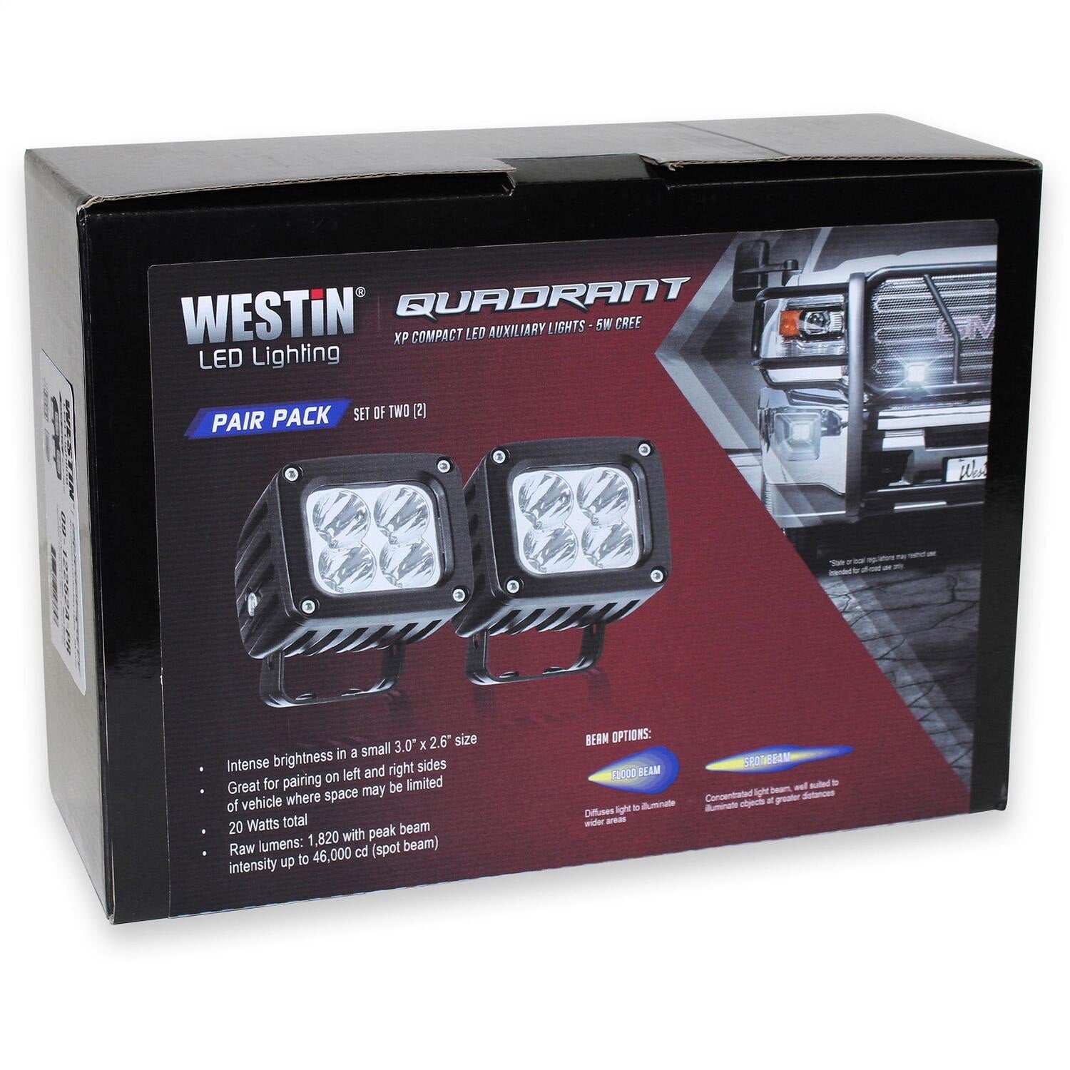 Westin 09-12252A-PR Quadrant LED Auxiliary Light