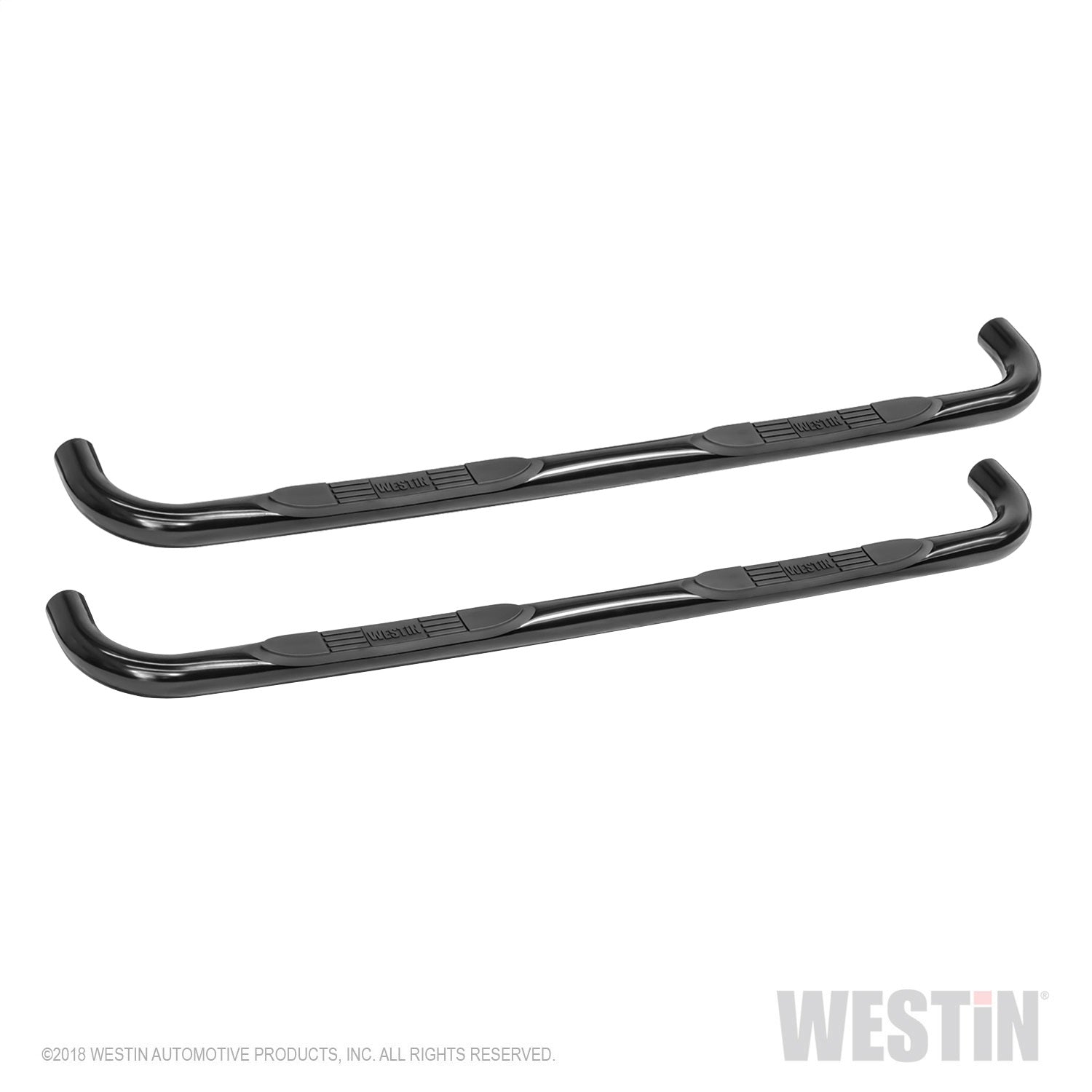 Westin 23-3945 E-Series 3 Round Nerf Bars fits 2015-2024 F150 SuperCrew 2017-2024 F250 F350 Crew Cab Black Pair