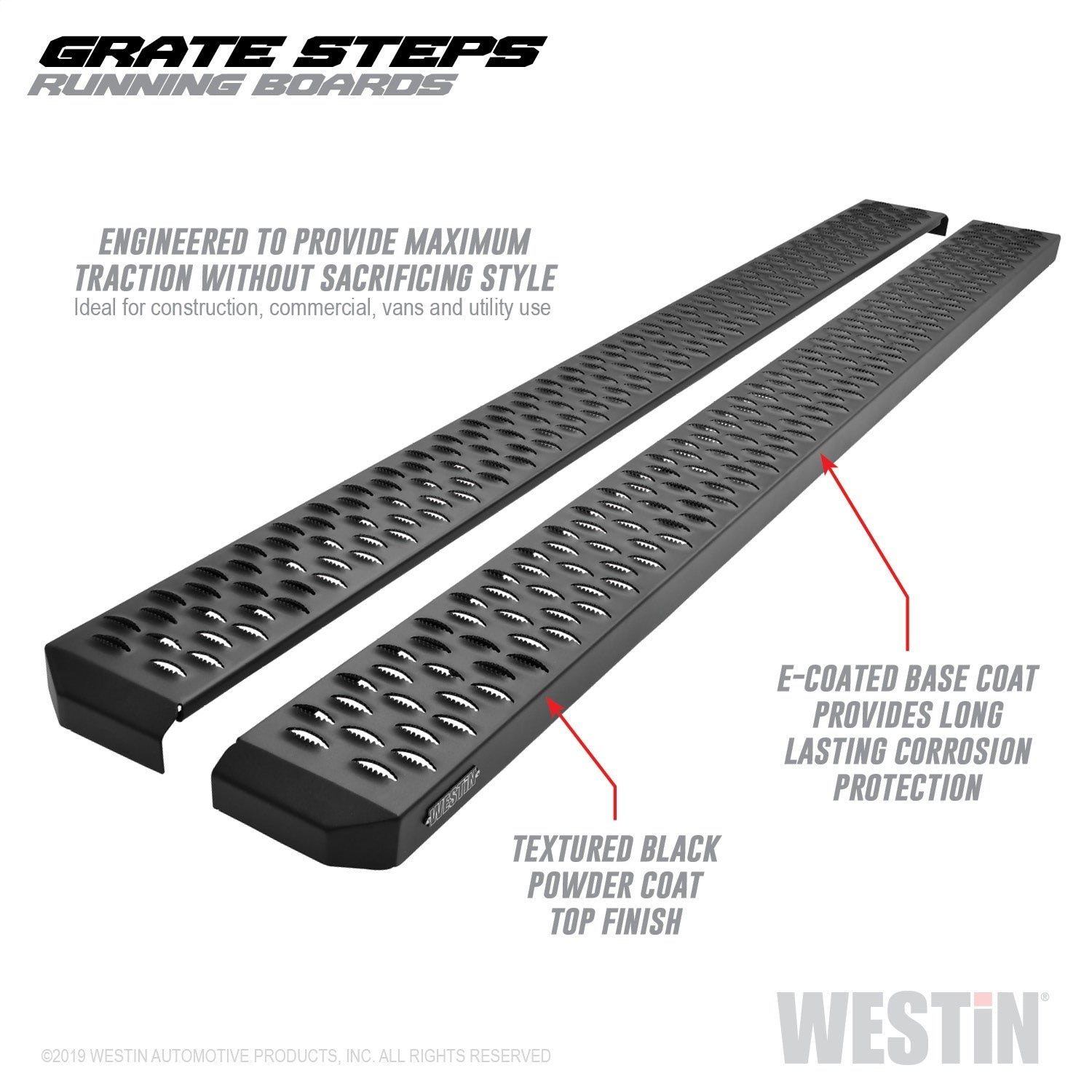 Westin 27-74735 Grate Steps Running Boards 79 in. Textured Black Pair