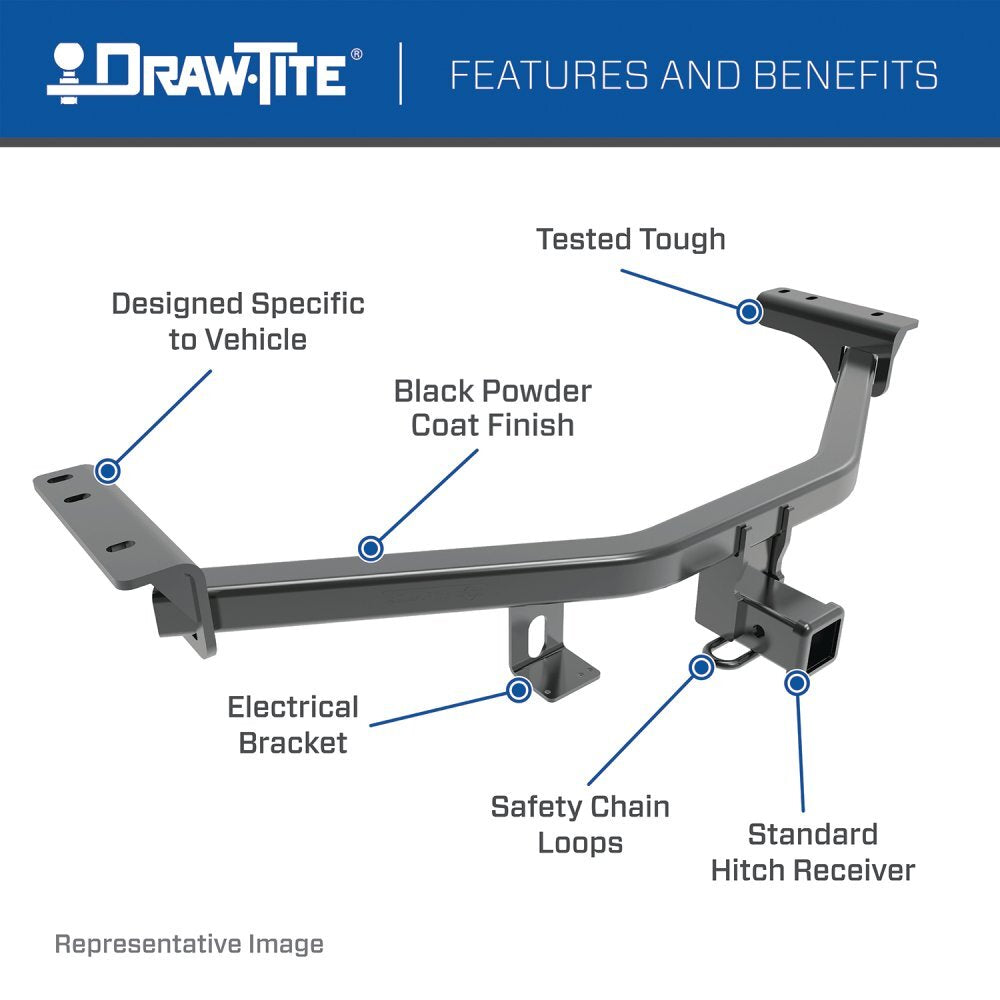 DRAW-TITE Class 4 Trailer Hitch, 2 Inch Square Receiver, Black, Compatible with Nissan NP300 Navara 2016-2025