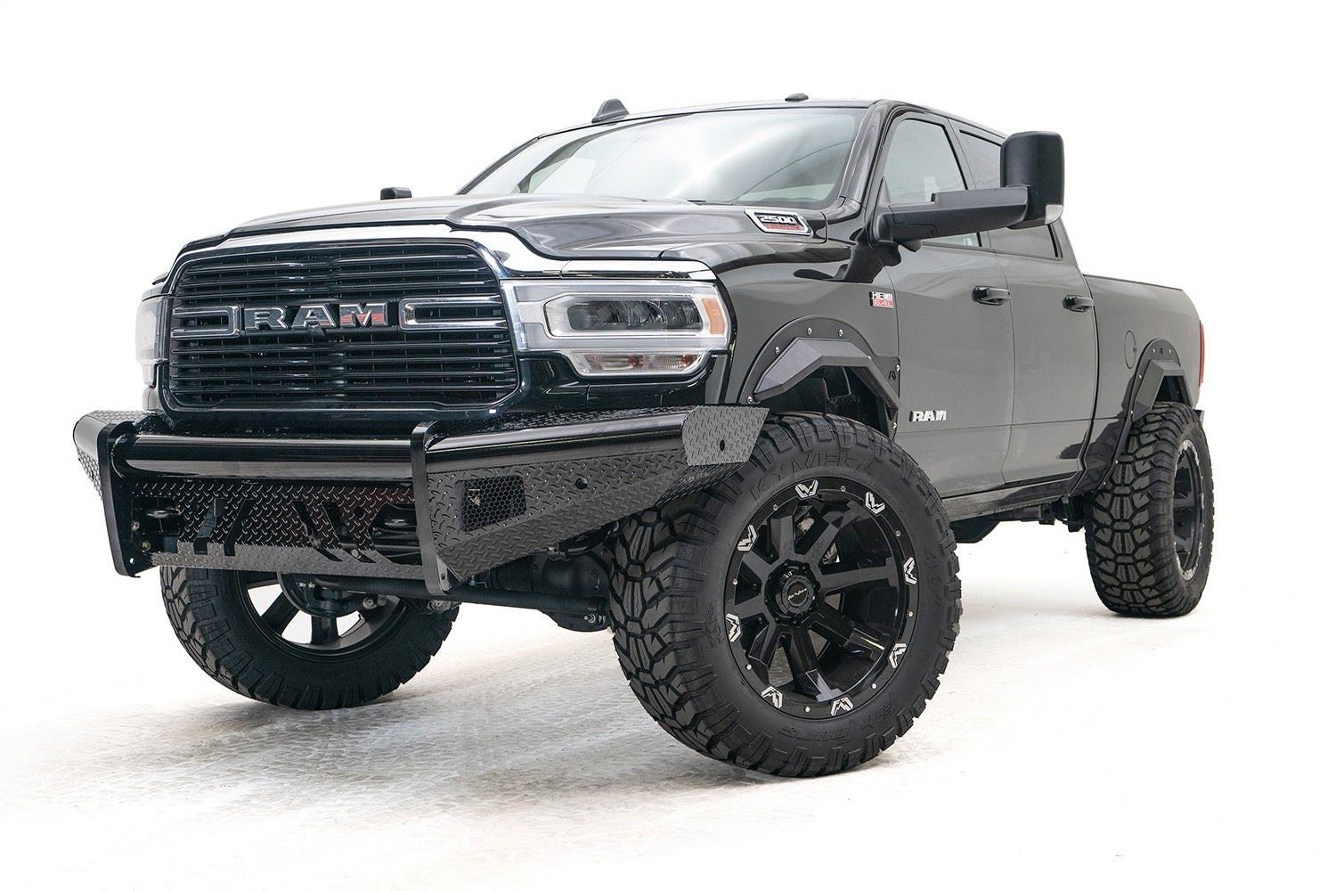 Fab Fours DR19-S4461-1 Black Steel Front Bumper Fits 19-20 2500 3500