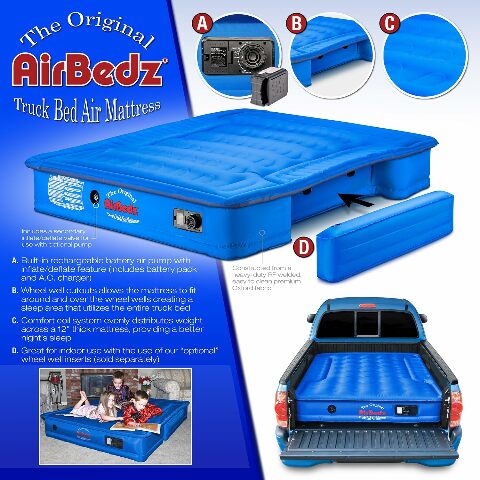 Pittman Outdoors PPI 103 AirBedz Original Truck Bed Air Mattress Compatible with 6'-6.5' Mid-Sized Short Truck Bed, Blue