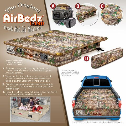 Pittman - Tacoma Truck Bed Mattress 5.5 ft > 5ft - The Original Airbedz Truck Bed Air Mattress 5.5 ft > 5 ft - Mid Size Short Bed - Truck Mattress with 25% More Coverage Compatible with Pickup Truck Bed Camping