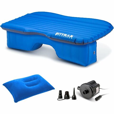 Pittman Outdoors AirBedz PPI-BLU-TRKMAT Inflatable Fabric Rear Seat Truck Air Bed Mattress | 5 Feet in Length | Compatible with Full-Sized Trucks and SUV's, Blue