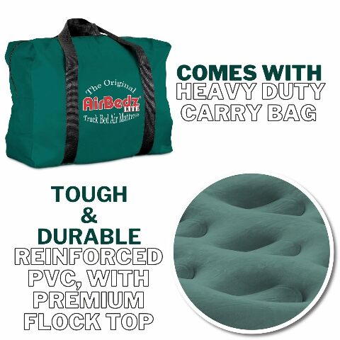 AirBedz Lite (PPI PV203C) Mid-Size 6'-6.5' Short Truck Bed Air Mattress, Green (72" x 55" x 12" Inflated)