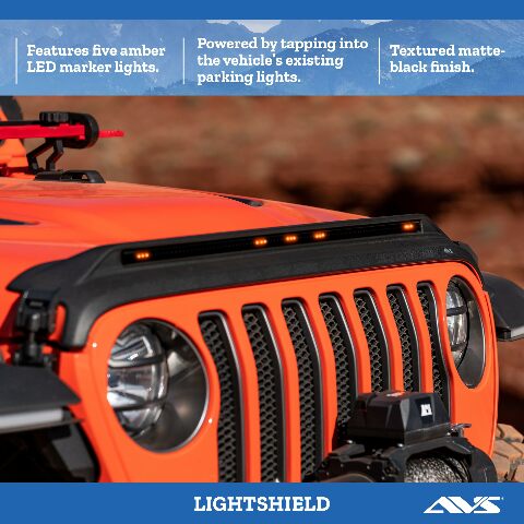Auto Ventshade [AVS Aeroskin Hood Lightshield/Protector | Compatible with Jeep Wrangler (JK) Includes Unlimited | Low Profile Deflector/Bug Shield - 1 pc., Textured Black | 753060 2007-2018