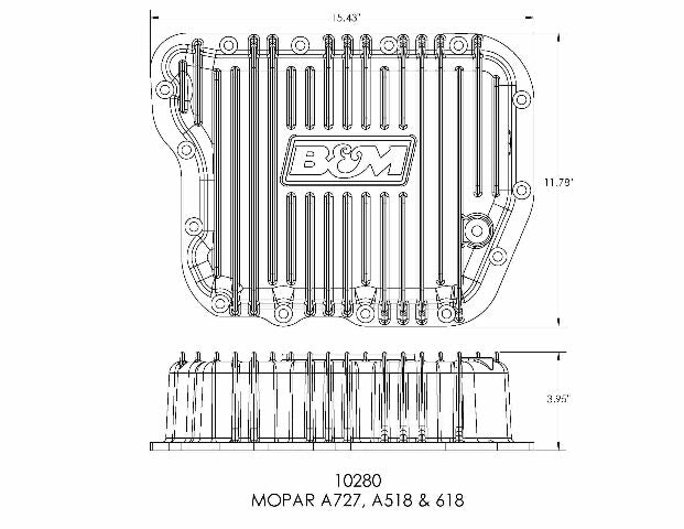 B&M 10280 Transmission Cast Deep Pan, Brushed Finish TF727 518&61848RE Cummins