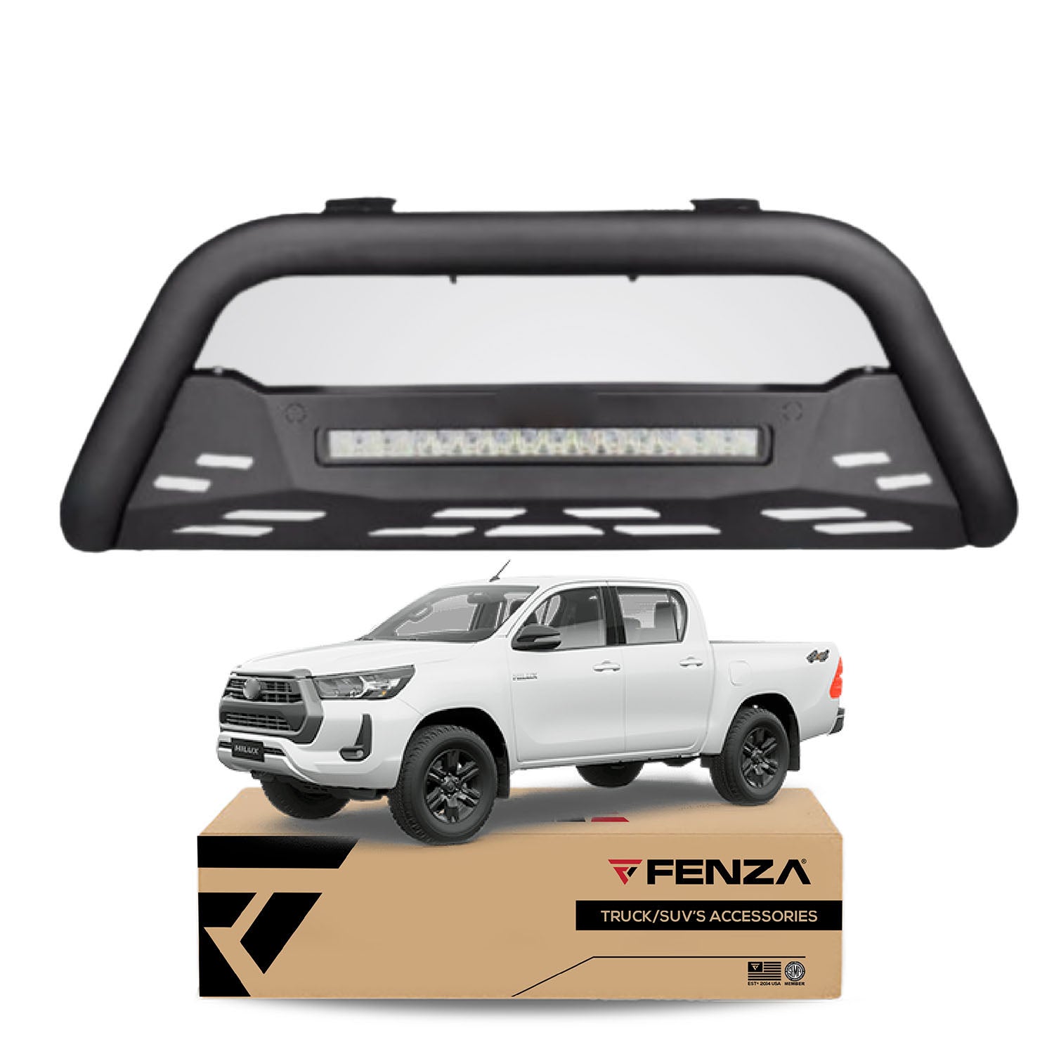 Metal Front Bumper Guard + Led Lights Compatible With Toyota Hilux 21+