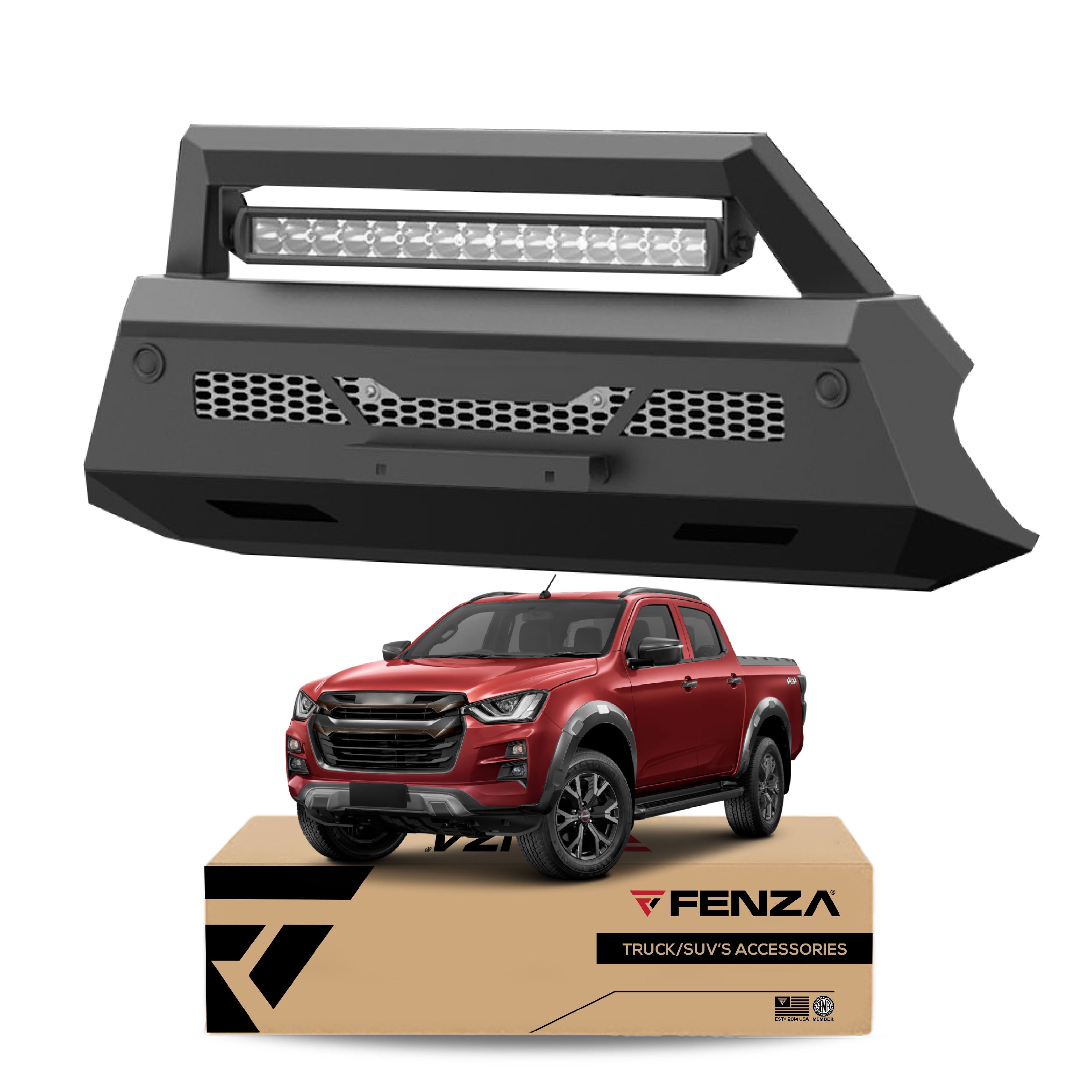 Metal Front Bumper Guard + LED Bar Compatible With Isuzu D-Max 21+