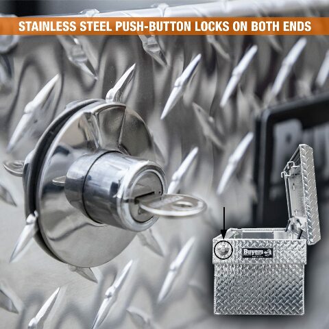 Buyers Products Crossover Truck Tool Box, Heavy Duty Saddle Cargo Bed Organizer for Equipment Accessories Storage, Metal Diamond Tread Aluminum, 71x20x18, Silver, 1709410