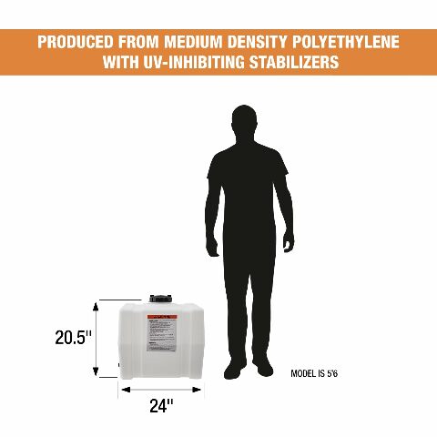 RomoTech 82123909 Horizontal Square Reservoir Water Tank, 30 gallon, Made In The USA, Poly Tank Compatible with Water and Non-Flammable Liquids, Rust and Corrosion Proof