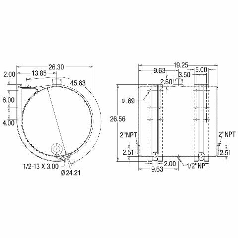 Buyers Products SMC35A Side Mount Cylindrical Aluminum Reservoir Cylinder, 35 Gallons,Black