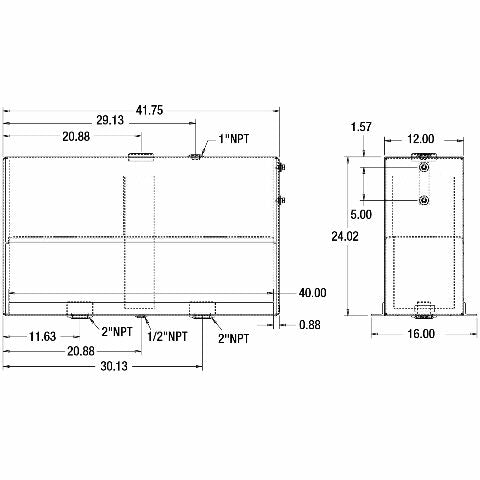 Buyers Products UR50A 50 Gallon Upright Aluminum Hydraulic Reservoir, Lightweight, With Baffles & Sight Gauge, Hydraulic Tank Compatible with Trucks