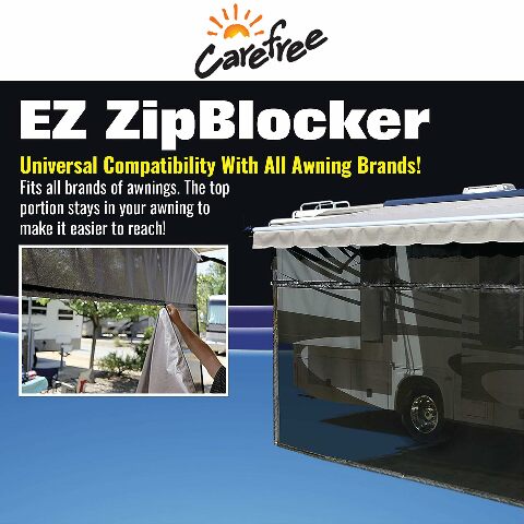 CAREFREE 701009ACD Black 10' x 9' Drop RV Awning EZ ZipBlocker