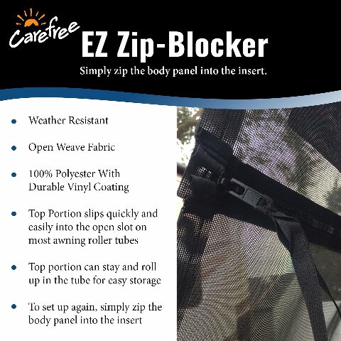 CAREFREE 701009ACD Black 10' x 9' Drop RV Awning EZ ZipBlocker