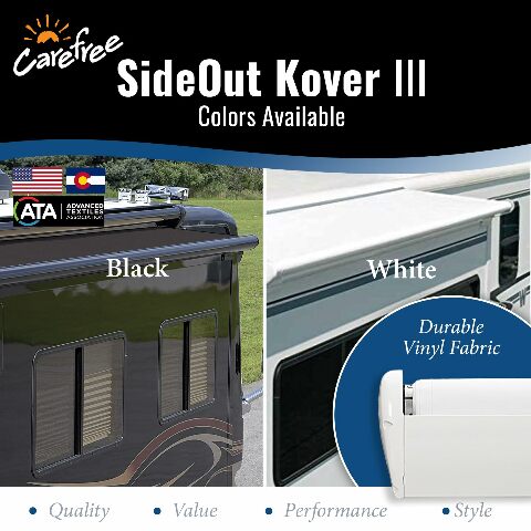 Carefree Universal RV Slideout Awning Fabric Replacement (200" x 150") - Cut to Compatible with Length, Standard RV Slide Room Extension Awning with FLXguard Protection Compatible with Pop Out Room (White)