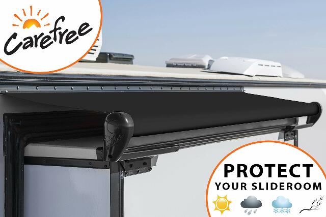 Carefree Universal RV Slideout Awning Fabric Replacement (200" x 159") - Cut to Compatible with Length, Standard RV Slide Room Extension Awning with FLXguard Protection Compatible with Pop Out Room (Black)