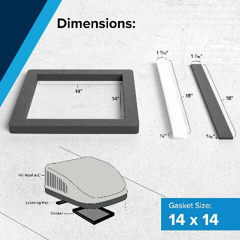 Camco 14-Inch x 14-Inch Universal Camper Roof A/C Gasket Kit - Features a Waterproof Compression Seal, Self-Adhesive Picture Frame Gasket, and Self-Adhesive Leveling Pads (25071)