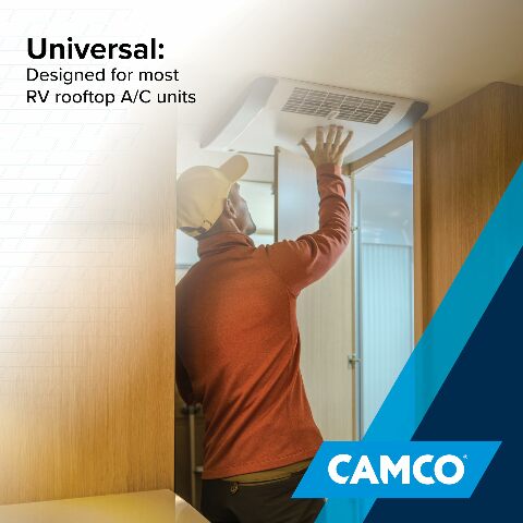 Camco 14-Inch x 14-Inch Universal Camper Roof A/C Gasket Kit - Features a Waterproof Compression Seal, Self-Adhesive Picture Frame Gasket, and Self-Adhesive Leveling Pads (25071)