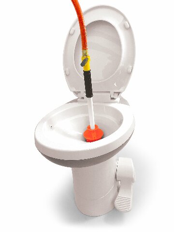 Camco 40075 Rhino Toilet Flush Valve Prop -Compatible with Onto Tank Rinser To Hold RV Toilet Valve Open Compatible with Cleaning, Prevents Toilet Valve Damage During Cleaning and Minimizes Splashing, Red, Standard