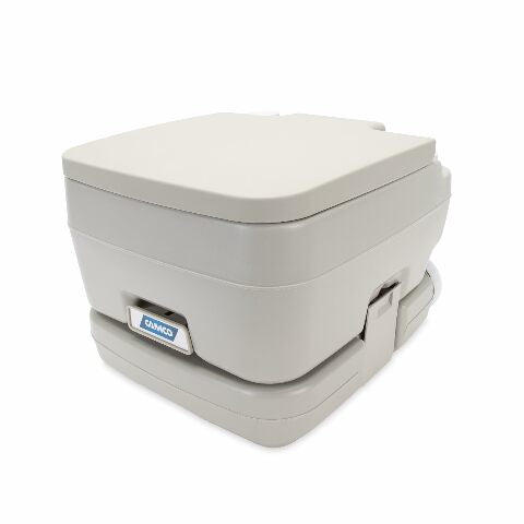 Camco Portable Travel Toilet - Features Bellow-Type Flush and Sealing Slide Valve to Lock-in Odors and Protect against Leakage-| Lightweight and Compact, 2.6 Gallon (41531)