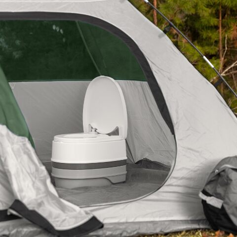 Camco Premium Portable Travel Toilet - 2.6 gallon - Three Directional Flush and Swivel Dumping Elbow (41535)