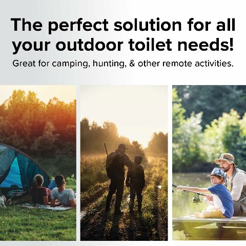 Camco Portable Toilet Bucket - Features 3 Bag Liners Compatible with Easy Clean Up & Attached Carry Handle - Includes Seat and Lid Attachment (41549)