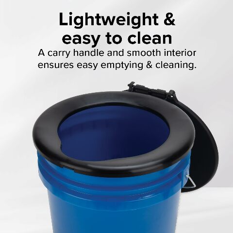 Camco Portable Toilet Bucket - Features 3 Bag Liners Compatible with Easy Clean Up & Attached Carry Handle - Includes Seat and Lid Attachment (41549)