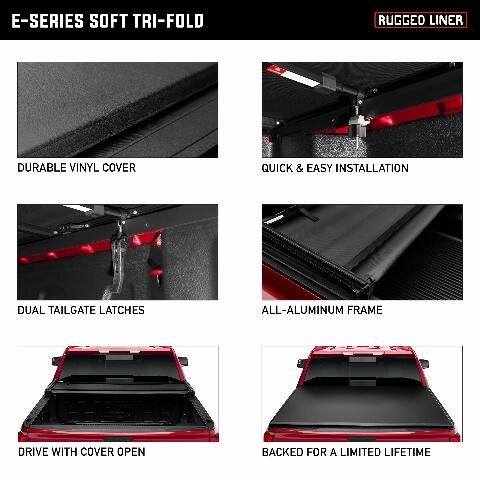 Rugged Liner E-Series Soft Folding Truck Bed Tonneau Cover | E3-C6719 | Compatible with - Chevy/GMC Silverado/Sierra 6' 7" Bed (79.4") 2022