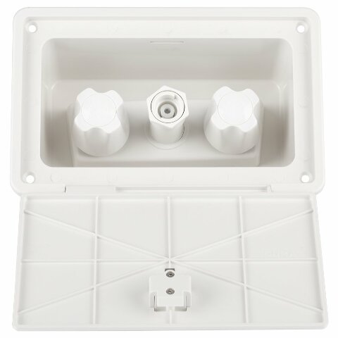 Dura Faucet DF-SA185-WT RV Exterior Spray Box with Hot/Cold Quick Connect Faucet (White)