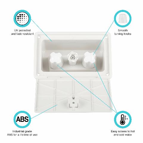 Dura Faucet DF-SA185-WT RV Exterior Spray Box with Hot/Cold Quick Connect Faucet (White)