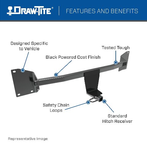 Draw-Tite 24756 Class 1 Trailer Hitch, 1-1/4-Inch Receiver, Compatible with Chevrolet Cobalt Sport, Chevrolet Cobalt SS, 2006-2011 Chevrolet HHR, 2005-2007 Saturn Ion 3 2005-2010