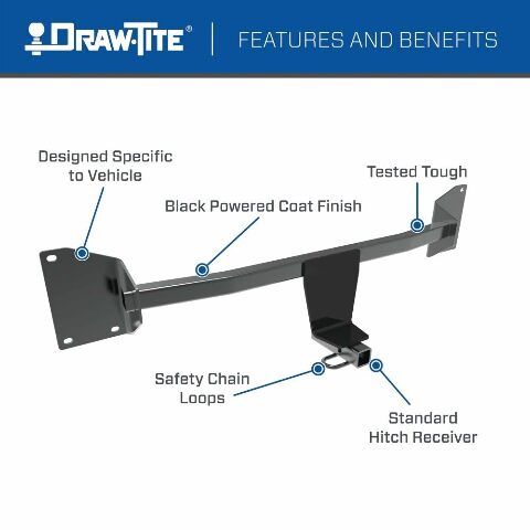 Draw-Tite 24871 Class 1 Trailer Hitch, 1.25 Inch Receiver, Black, Compatible with Chrysler Sebring 2007-2010