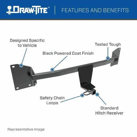 Draw-Tite 24972 Class 1 Trailer Hitch, 1-1/4 Inch Square Receiver, Compatible with Honda Accord. 2018-2022