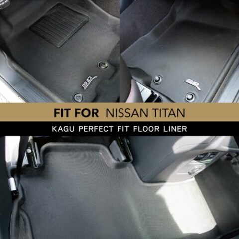 3D MAXpider Custom Compatible with Kagu Floor Mat (Black) Compatible with Nissan Titan Crew CAB - Full Set 2016-2023