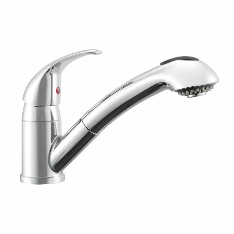 Dura Faucet DF-NMK852-CP RV Pull-Out Swivel Single Handle Kitchen Sink Faucet - One-Hole (Chrome)