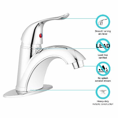Dura Faucet DF-NML202-CP RV Single Handle One Hole Bathroom Faucet (Chrome)