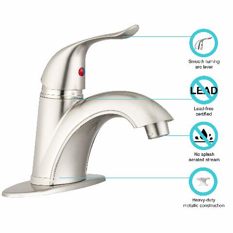 Dura Faucet DF-NML202-SN RV Single Handle One Hole Bathroom Faucet (Brushed Satin Nickel)