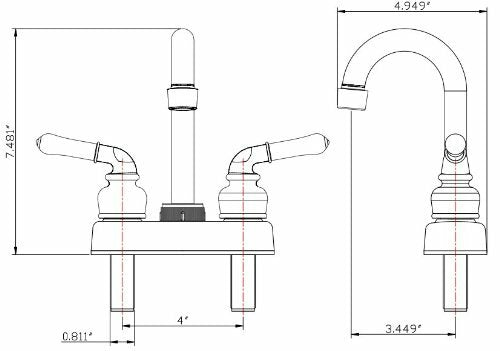 Dura Faucet DF-PB150C-ORB RV Swivel Bar Faucet with Classical Levers - 6-inch Spout (Oil-Rubbed Bronze)