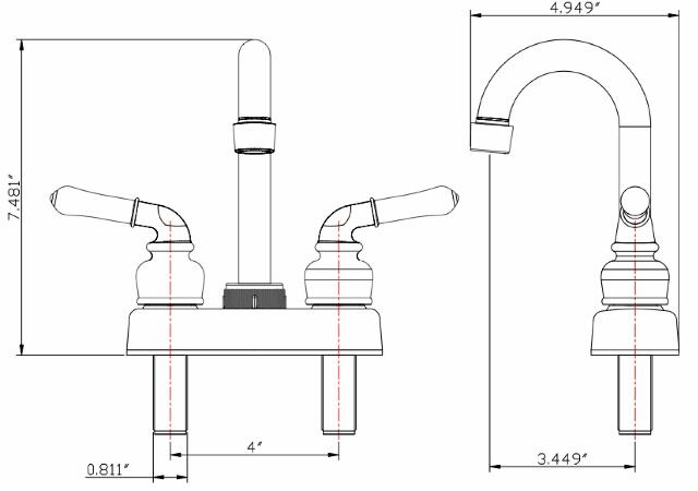 Dura Faucet (DF-PB150C-SN RV Swivel Bar Faucet with Classical Levers - 6-inch Spout (Brushed Satin Nickel)