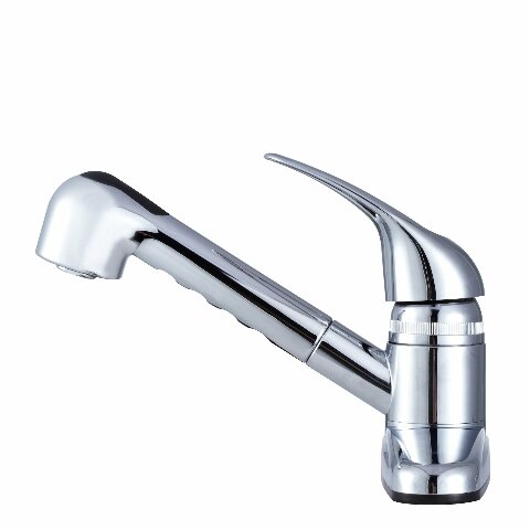 Dura Faucet DF-PK100-CP RV Non-Metallic Pull-Out Kitchen Sink Faucet - Single Handle (Chrome)