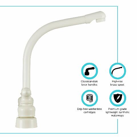 Dura Faucet DF-PK210C-BQ Hi-Rise RV Kitchen Sink Faucet with Classical Levers (Bisque Parchment)
