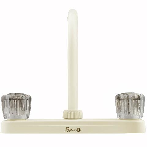 Dura Faucet DF-PK210S-BQ Hi-Rise RV Kitchen Sink Faucet with Smoked Acrylic Knobs (Bisque Parchment)