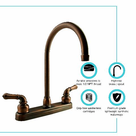 Dura Faucet DF-PK330HC-ORB RV J-Spout Kitchen Sink Faucet (Oil-Rubbed Bronze)
