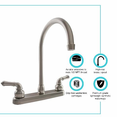 Dura Faucet DF-PK330HC-SN RV J-Spout Kitchen Sink Faucet (Brushed Satin Nickel)