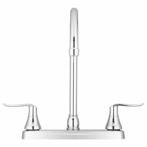 Dura Faucet DF-PK330HLH-CP RV Elegant J-Spout Swivel Kitchen Sink Faucet - Two Handle (Chrome)