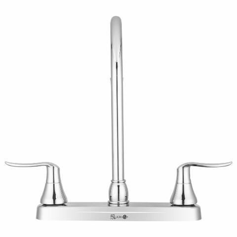 Dura Faucet DF-PK330HLH-CP RV Elegant J-Spout Swivel Kitchen Sink Faucet - Two Handle (Chrome)