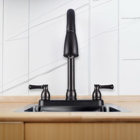 Dura Faucet DF-PK350L-VB Low Weight Metallic Plating over ABS Plastic Resin Two-Handle Pull-Down RV Kitchen Sink Faucet (Venetian Bronze)