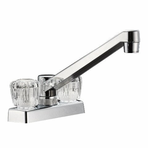 Dura Faucet DF-PK640A-CP RV Swivel Kitchen, Galley, or Bar Faucet with Crystal Acrylic Knobs (Chrome)